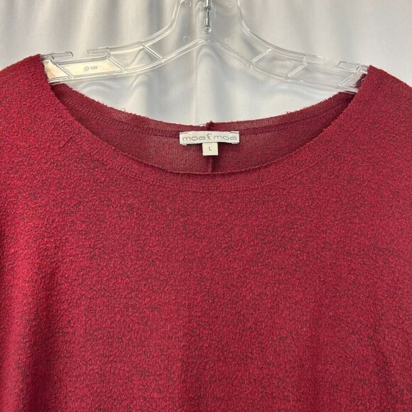 Moa Moa Womens Burgundy Round Neck 3/4 Sleeve Knit Pullover Sweater Size Large - Picture 3 of 8